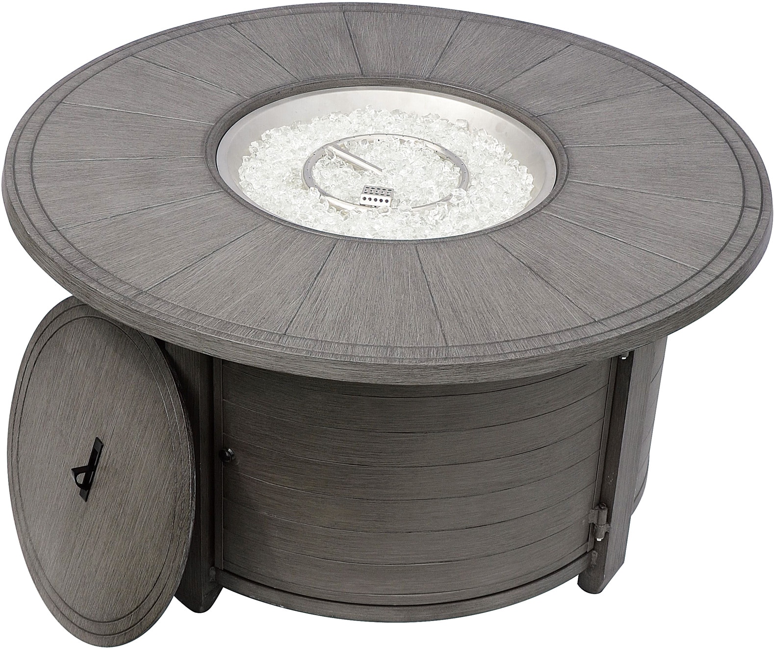 Brushed Wood Round Fire Pit
