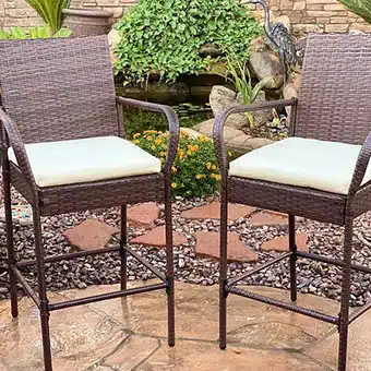 Outdoor Kitchen Component: Bar Stools with Armrest and Footrest