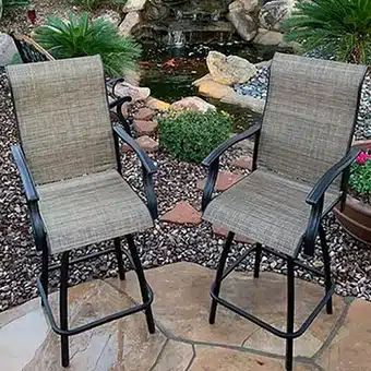 Outdoor Kitchen Component: Two Barstools Built in Swivels and Arm Rest